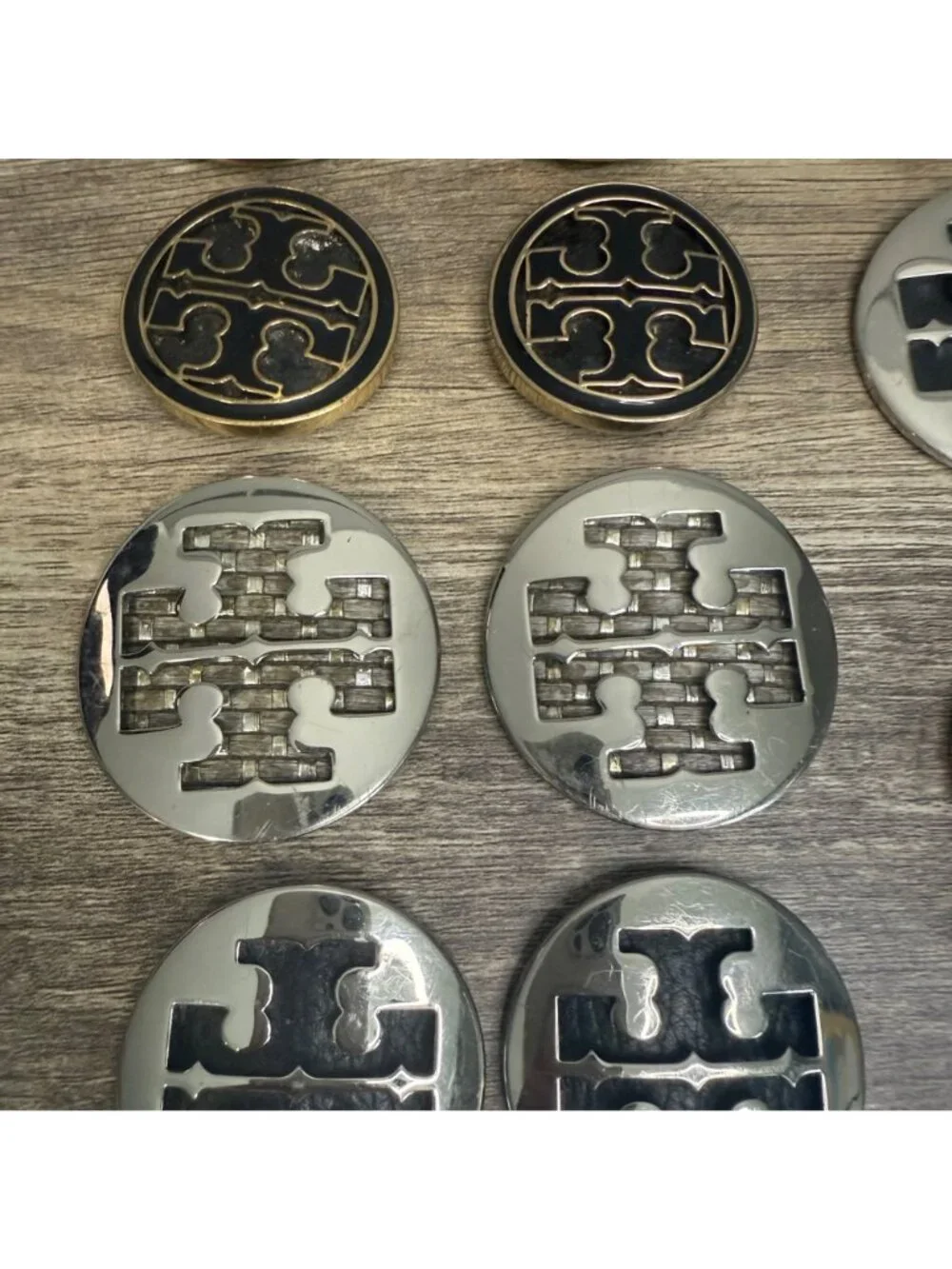 Lot of 11 Tory Burch Gold & Silver Metal Replacement Button Medallions Upcycle